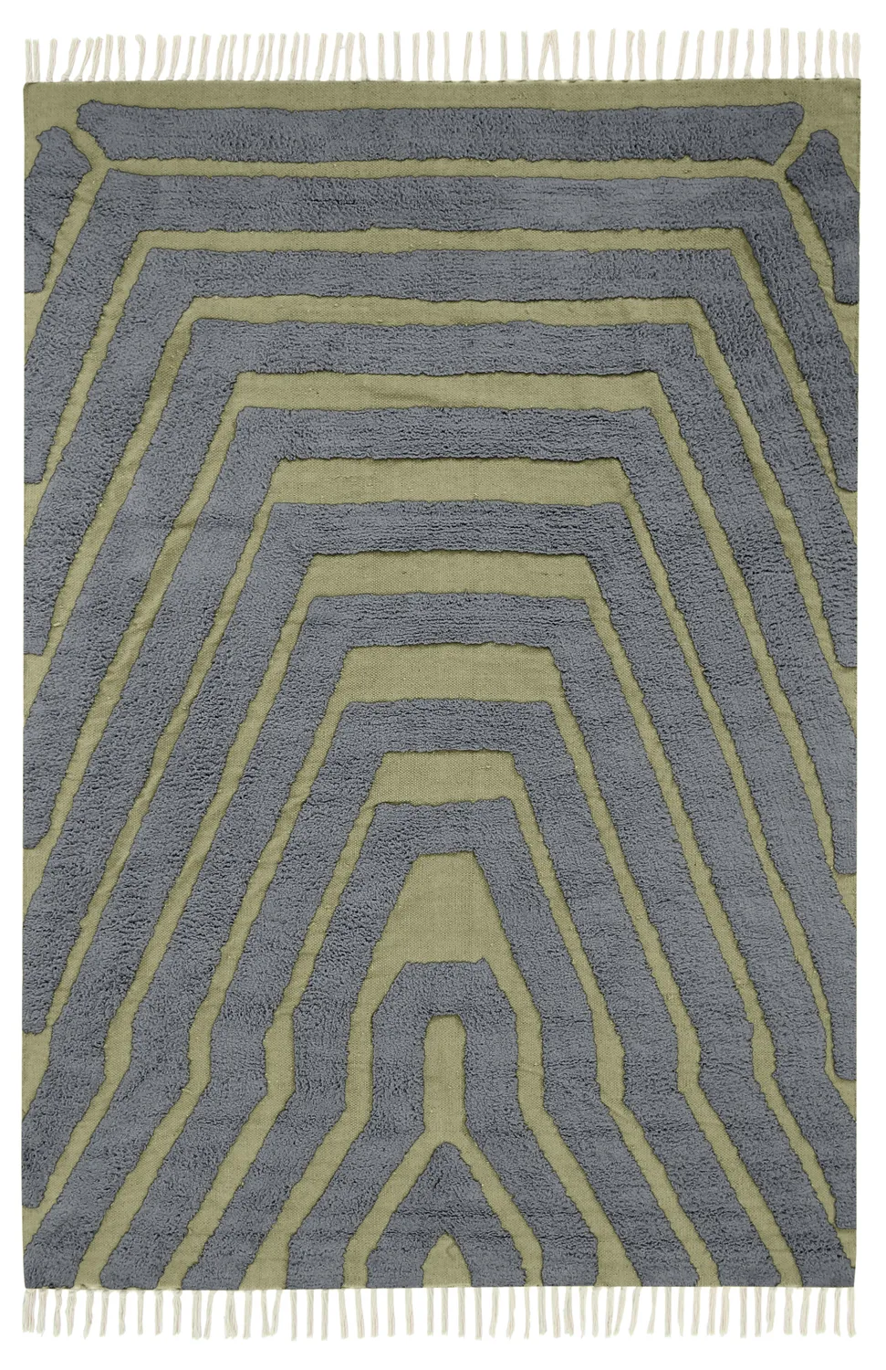Shaggy rugs - Callista Natural Cotton Shaggy (black/green)