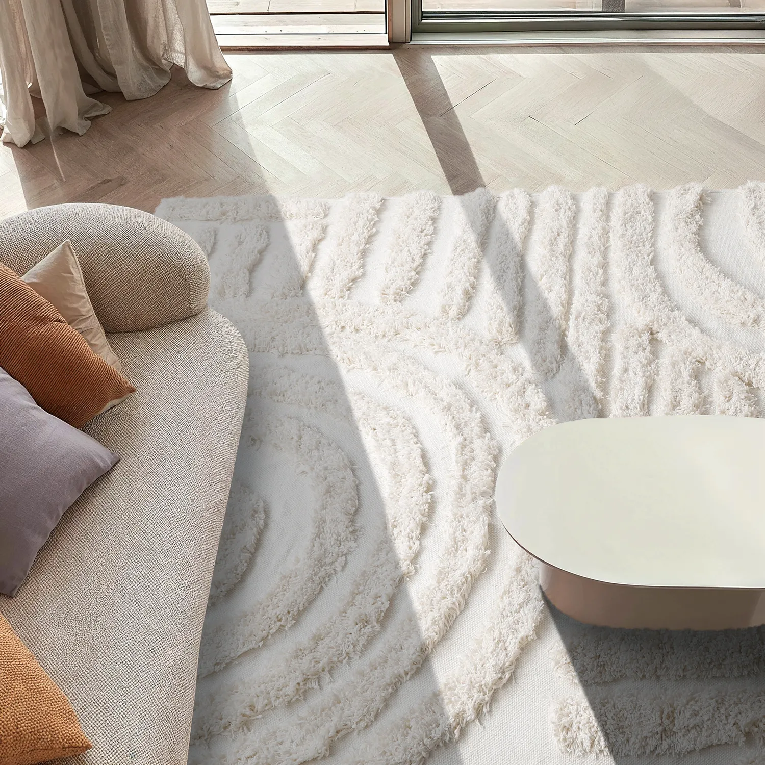 Shaggy rugs - Cazorla Natural Cotton Shaggy (off-white)