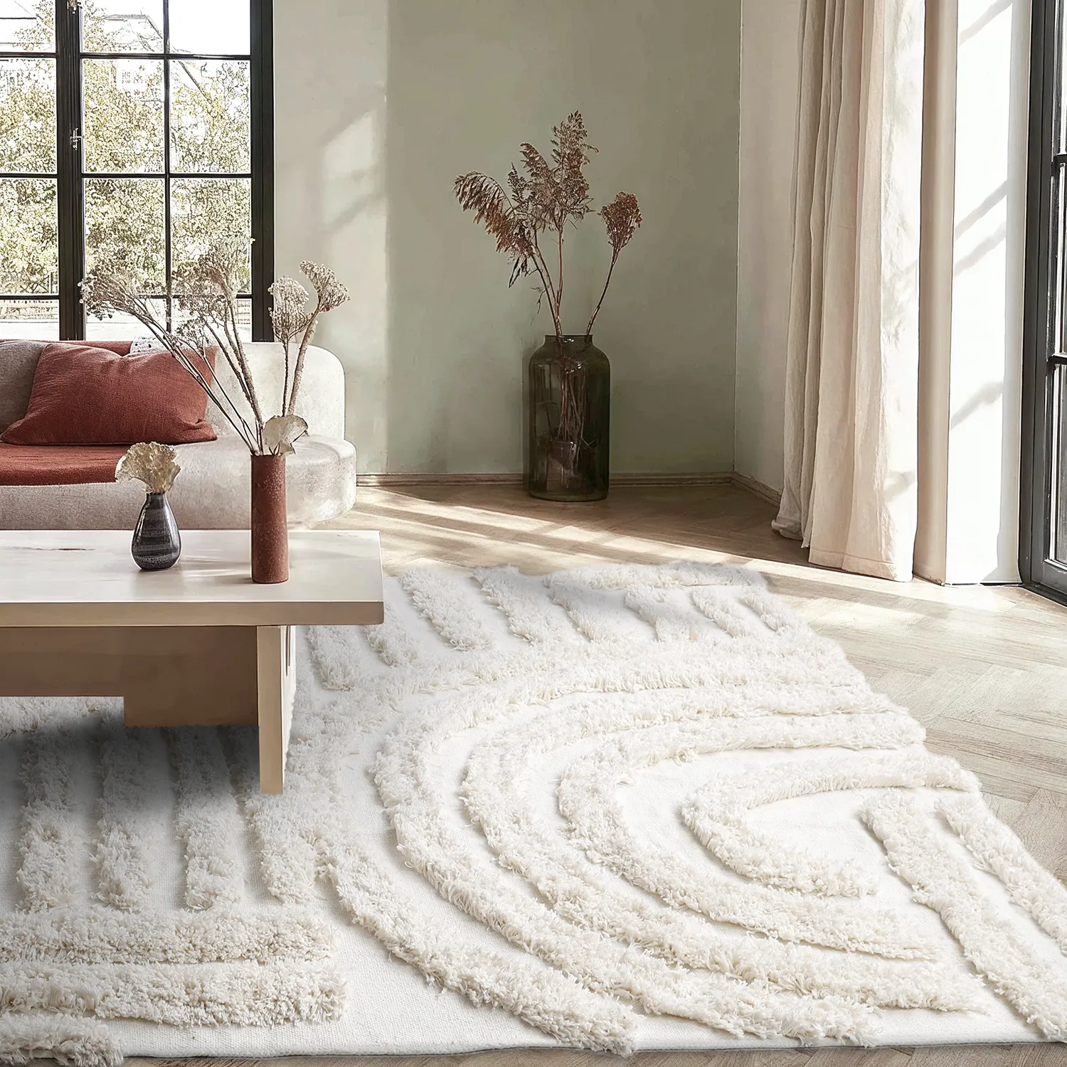 Shaggy rugs - Cazorla Natural Cotton Shaggy (off-white)