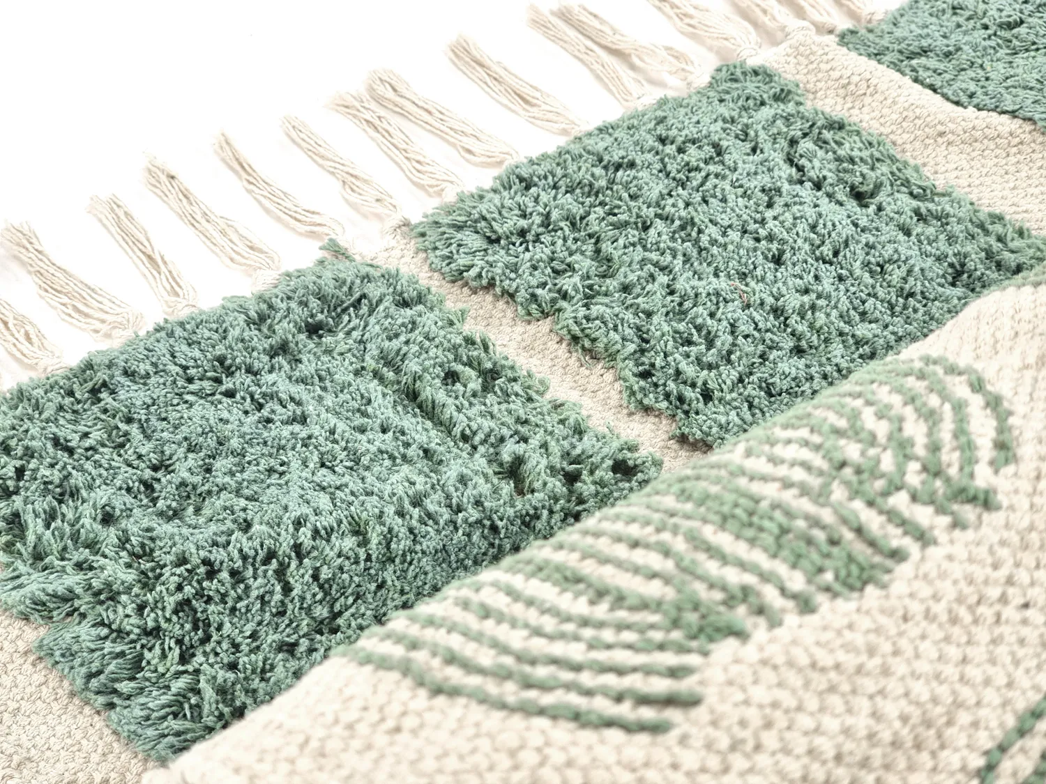 Shaggy rugs - Cyrus Natural Cotton Shaggy (green)