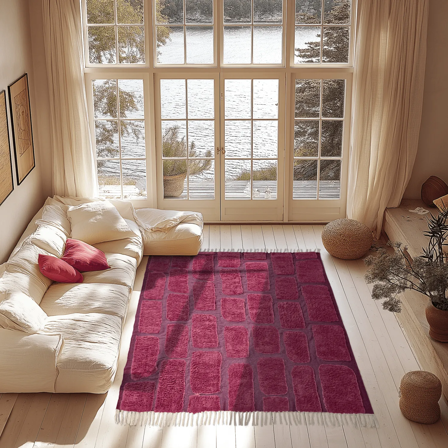 Shaggy rugs - Cyrus Natural Cotton Shaggy (red)