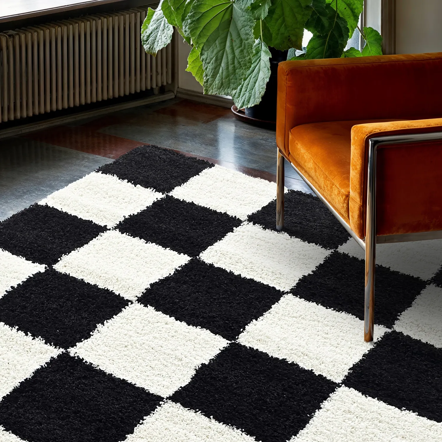 Shaggy rugs - Gordes (black/white)
