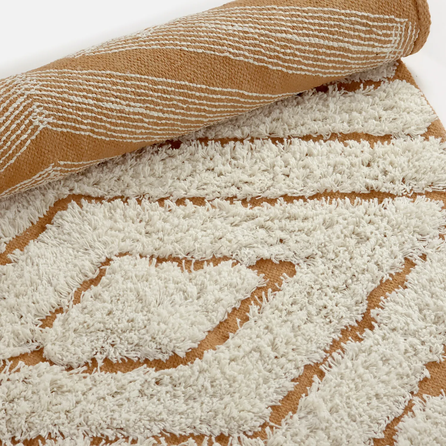 Round rug - Holwell Natural Cotton Shaggy (off white/brown)