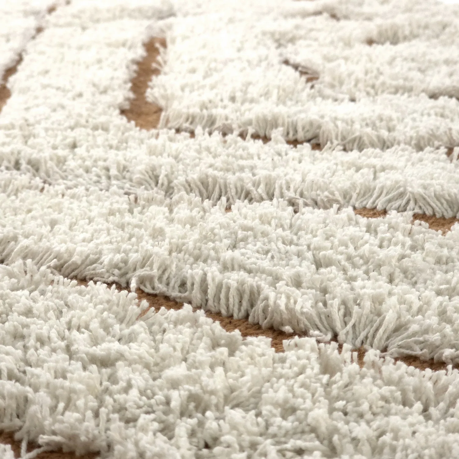 Round rug - Holwell Natural Cotton Shaggy (off white/brown)