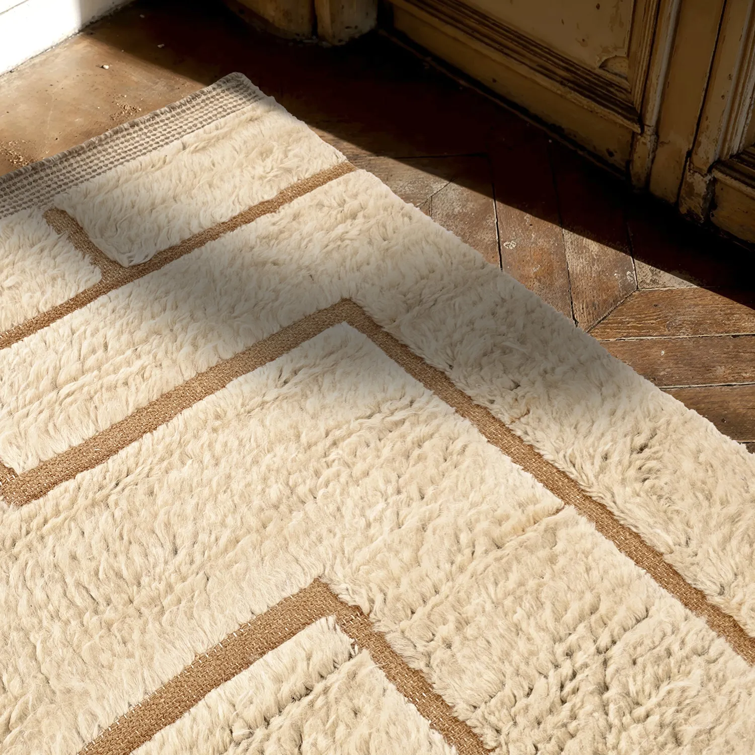 Shaggy rugs - Kiberg Hand Woven Wool Shaggy (cream)