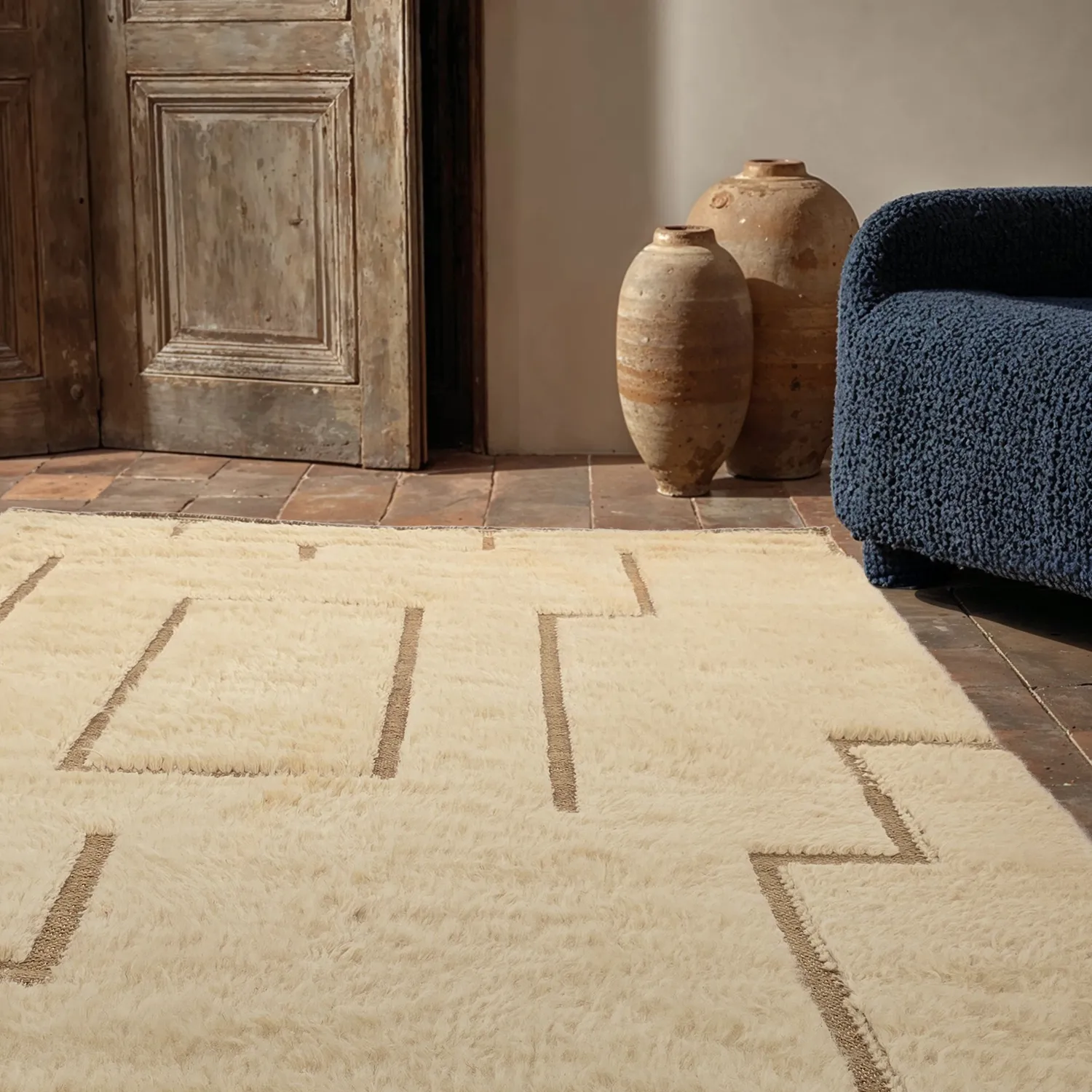 Shaggy rugs - Kiberg Hand Woven Wool Shaggy (cream)