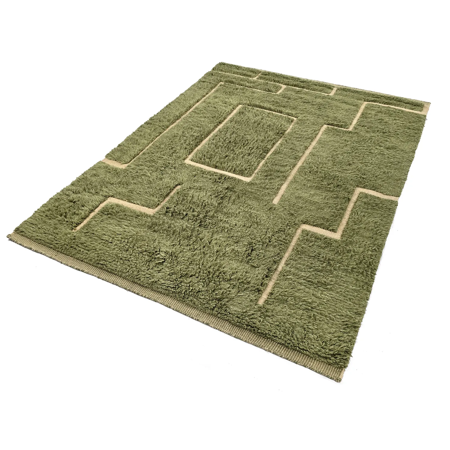 Shaggy rugs - Kiberg Hand Woven Wool Shaggy (green)