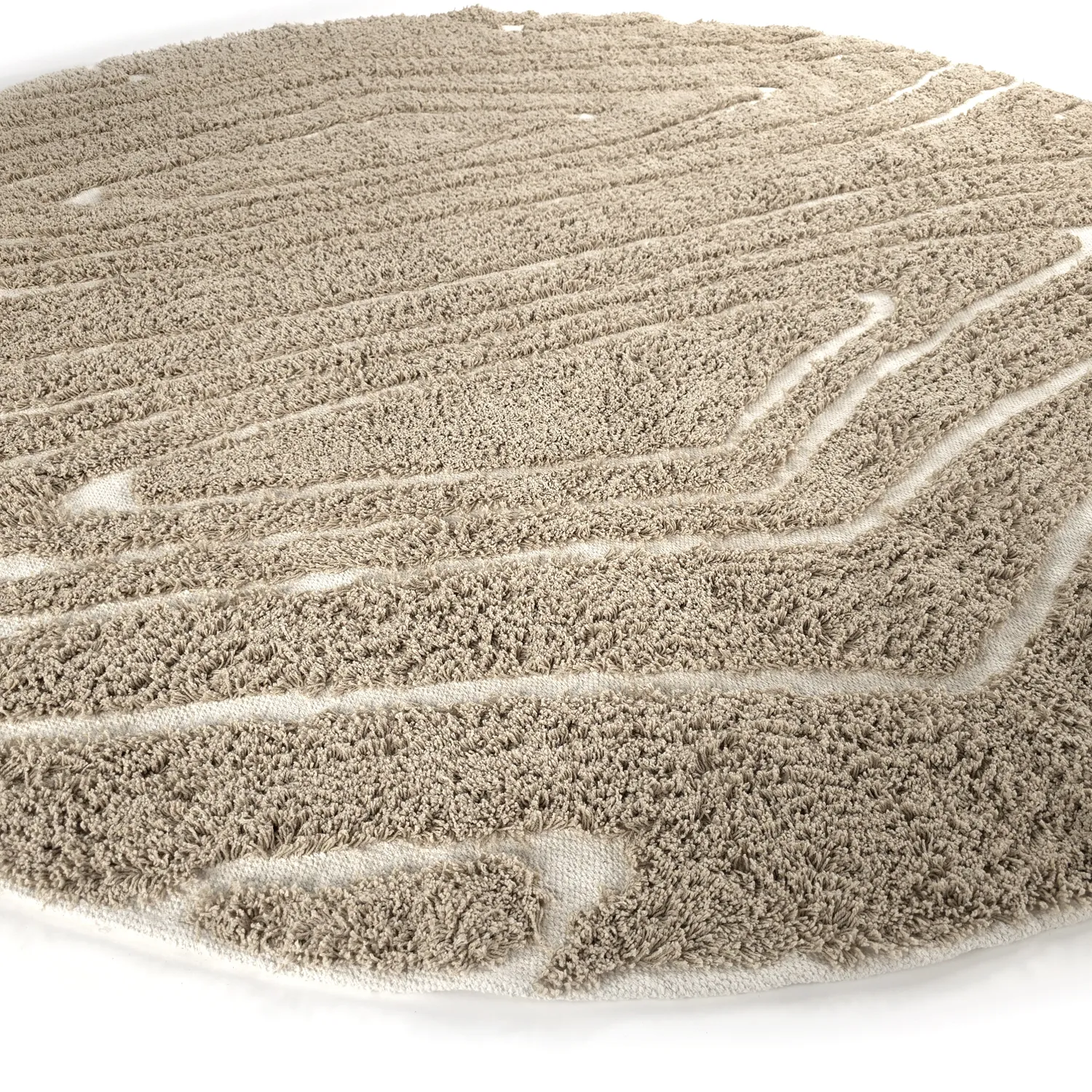 Round rug - Kindon Natural Cotton Shaggy (beige/white)