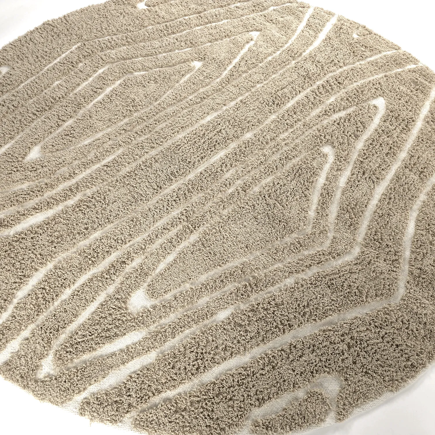 Round rug - Kindon Natural Cotton Shaggy (beige/white)