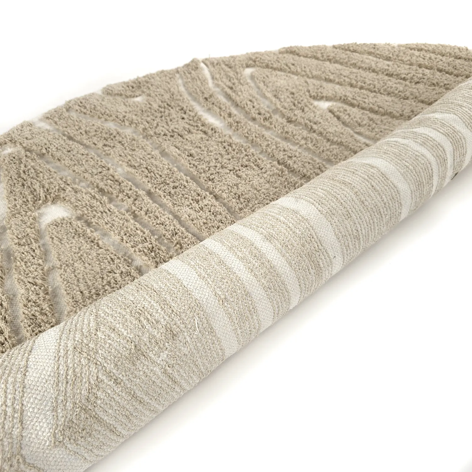 Round rug - Kindon Natural Cotton Shaggy (beige/white)