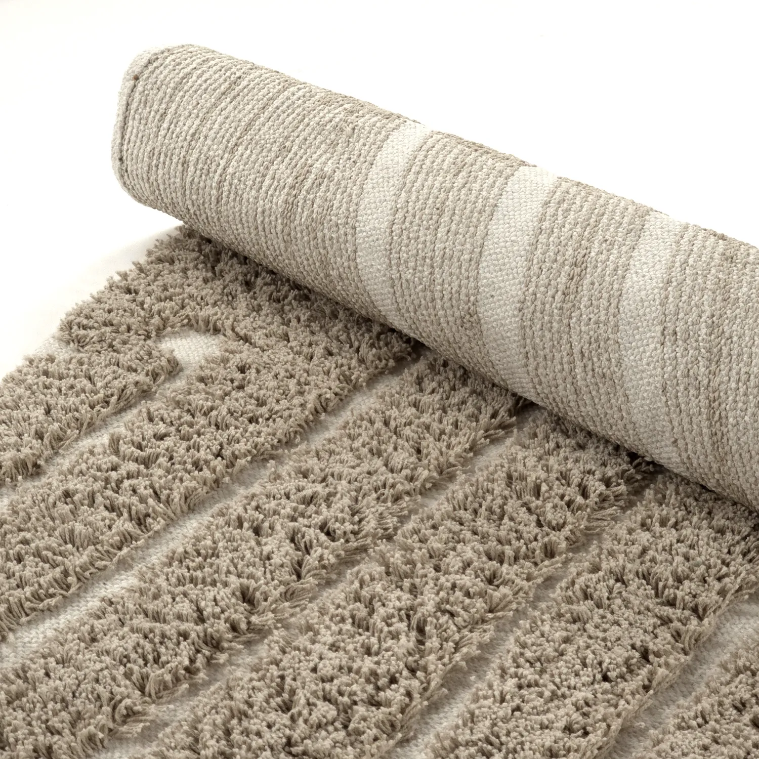 Round rug - Kindon Natural Cotton Shaggy (beige/white)