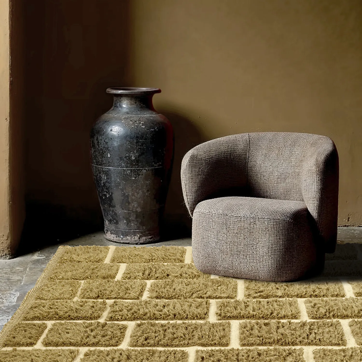 Shaggy rugs - Leknes Hand Woven Wool Shaggy (green)