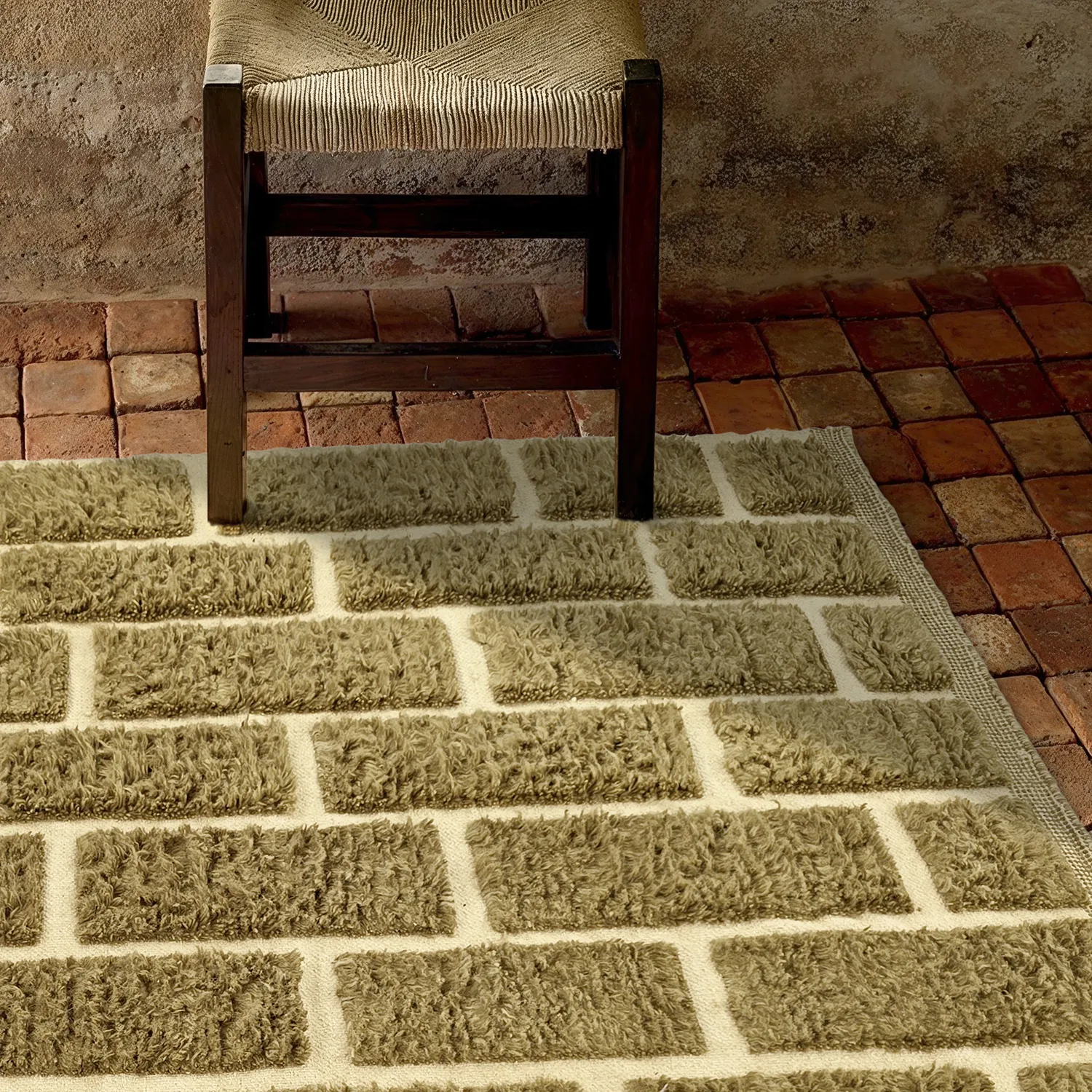 Shaggy rugs - Leknes Hand Woven Wool Shaggy (green)