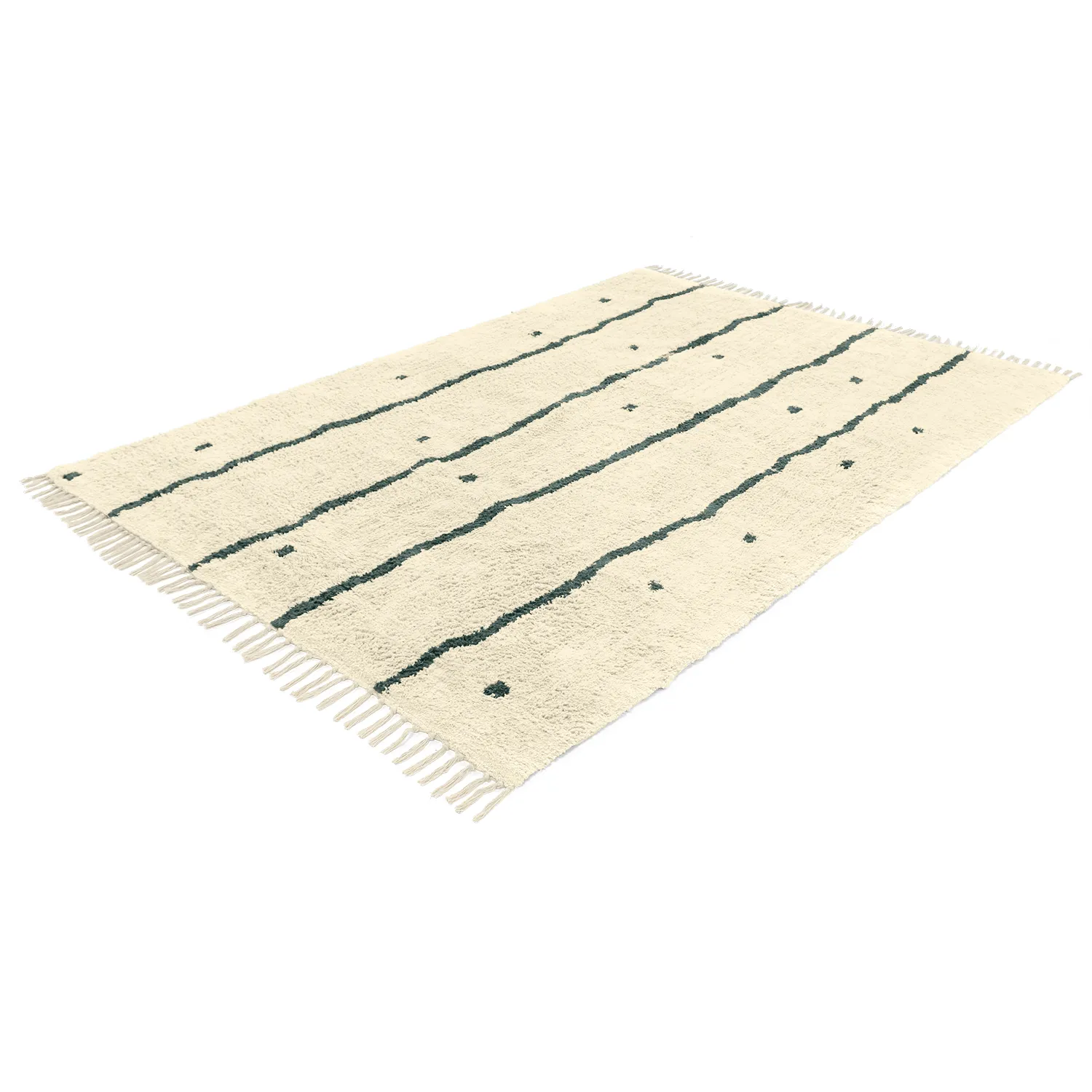 Shaggy rugs - Leora Natural Cotton Shaggy (beige/green)