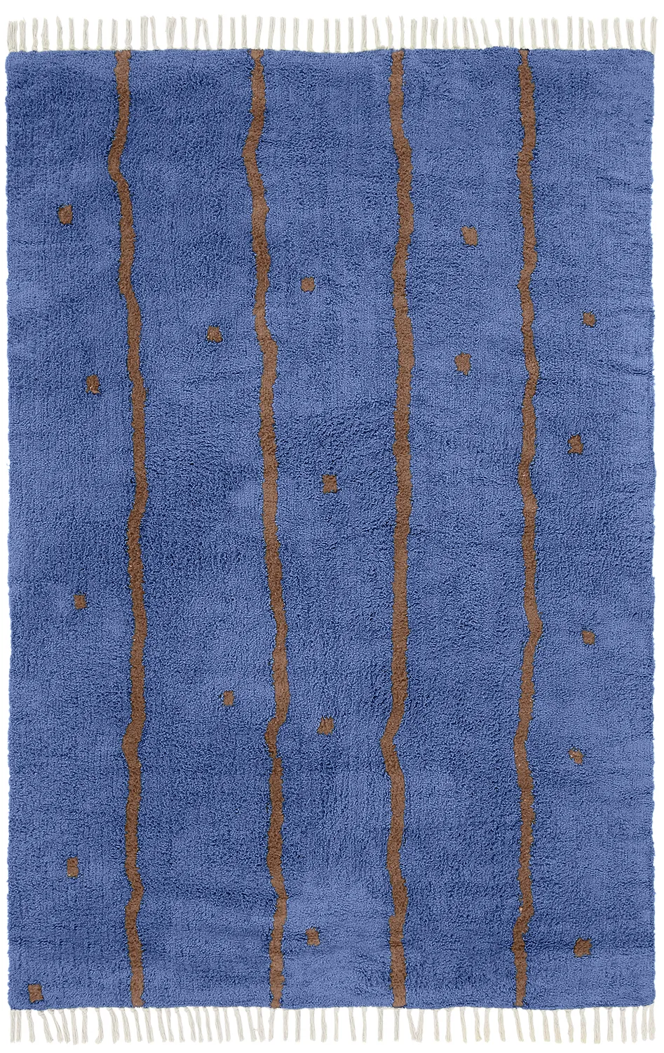 Shaggy rugs - Leora Natural Cotton Shaggy (blue/brown)