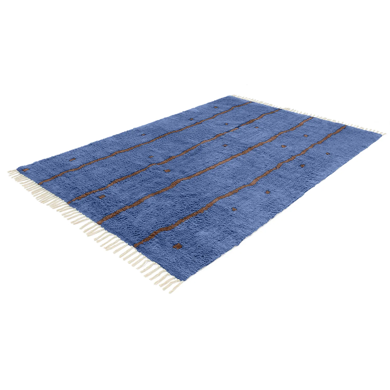 Shaggy rugs - Leora Natural Cotton Shaggy (blue/brown)