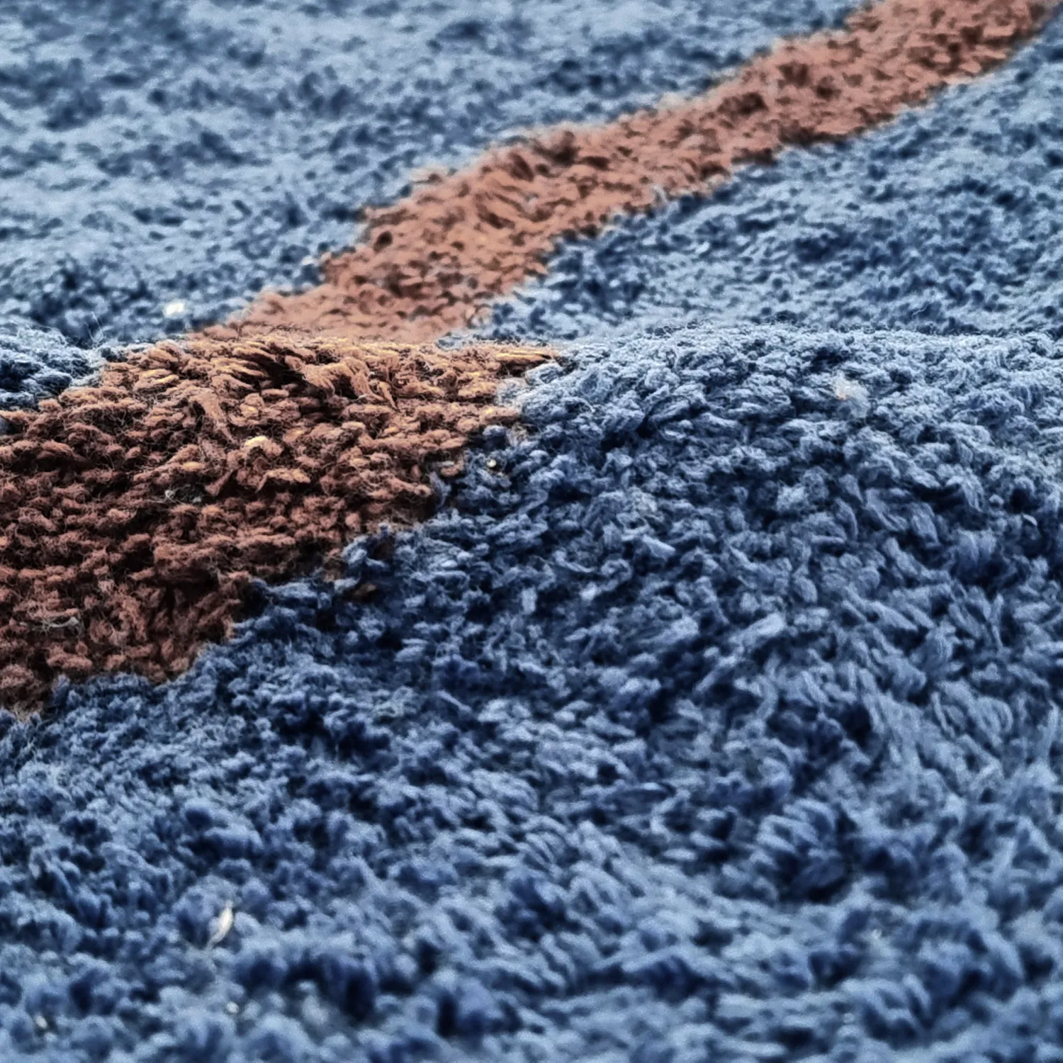Round rug - Leora Natural Cotton Shaggy (blue/brown)