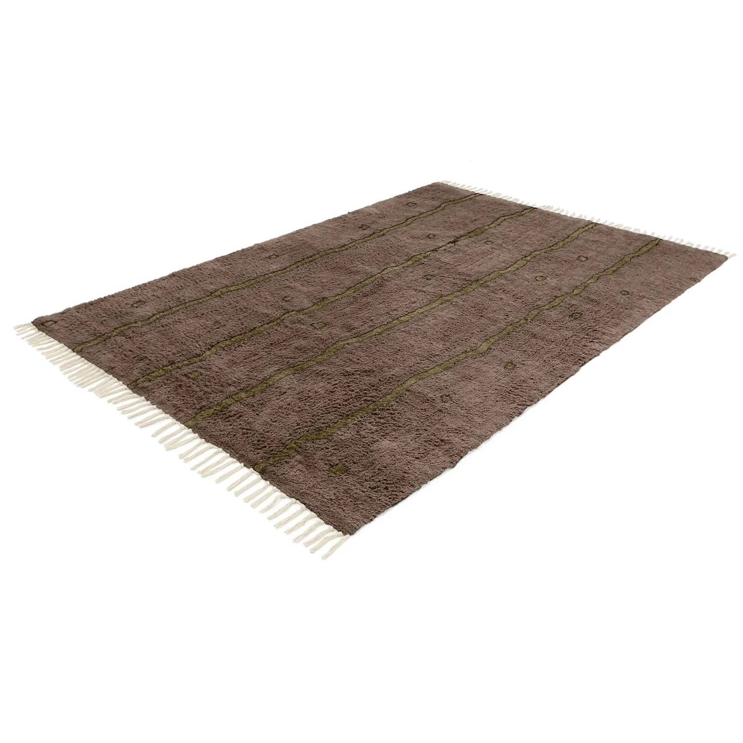 Shaggy rugs - Leora Natural Cotton Shaggy (brown/olive)