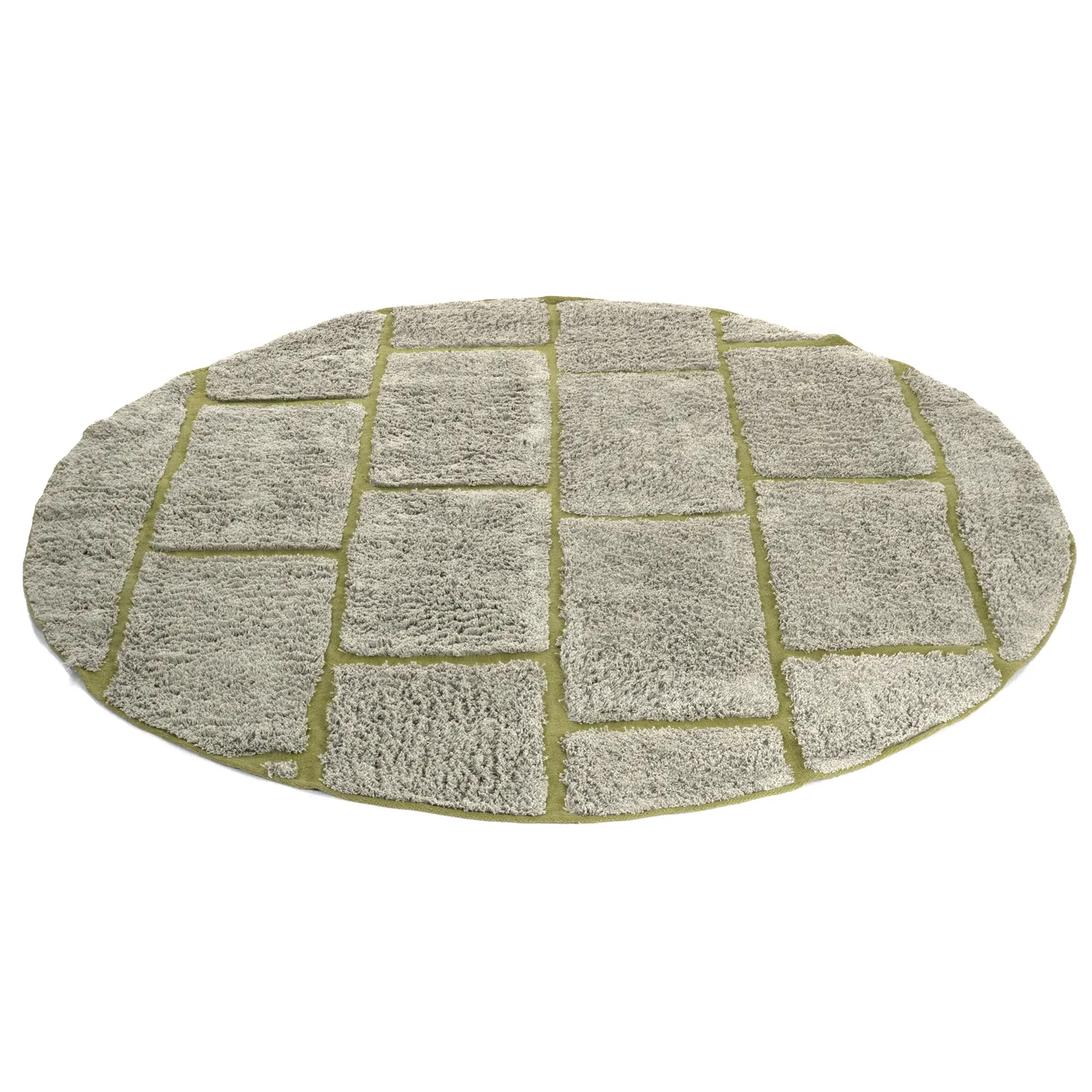 Round rug - Lindley Natural Cotton Shaggy (greige/green)