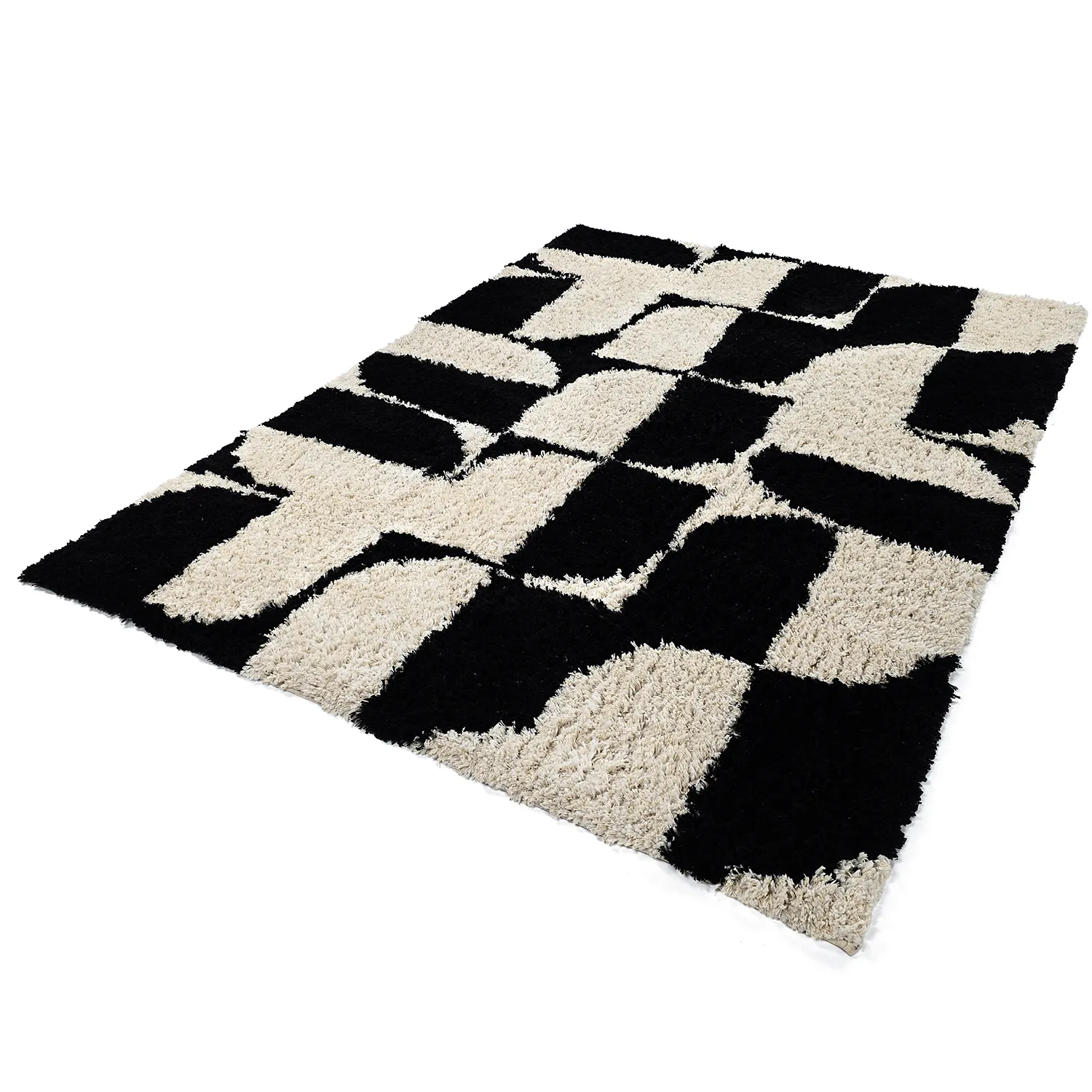 Shaggy rugs - Marvao Natural Cotton Shaggy (off-white/black)