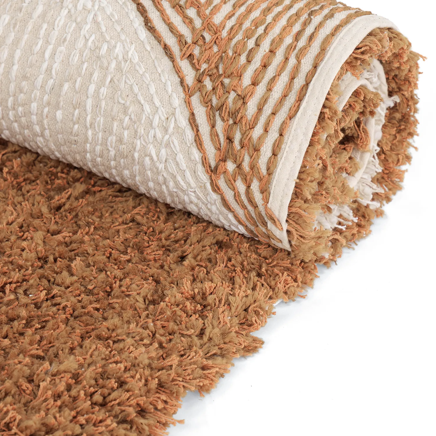 Shaggy rugs - Kalymnos Natural Cotton Shaggy (off-white/ochre)