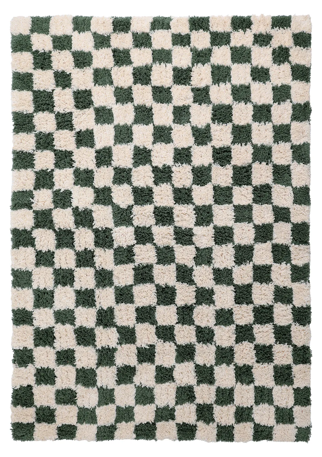 Shaggy rugs - Methoni Check Cotton Shaggy (cream/green)