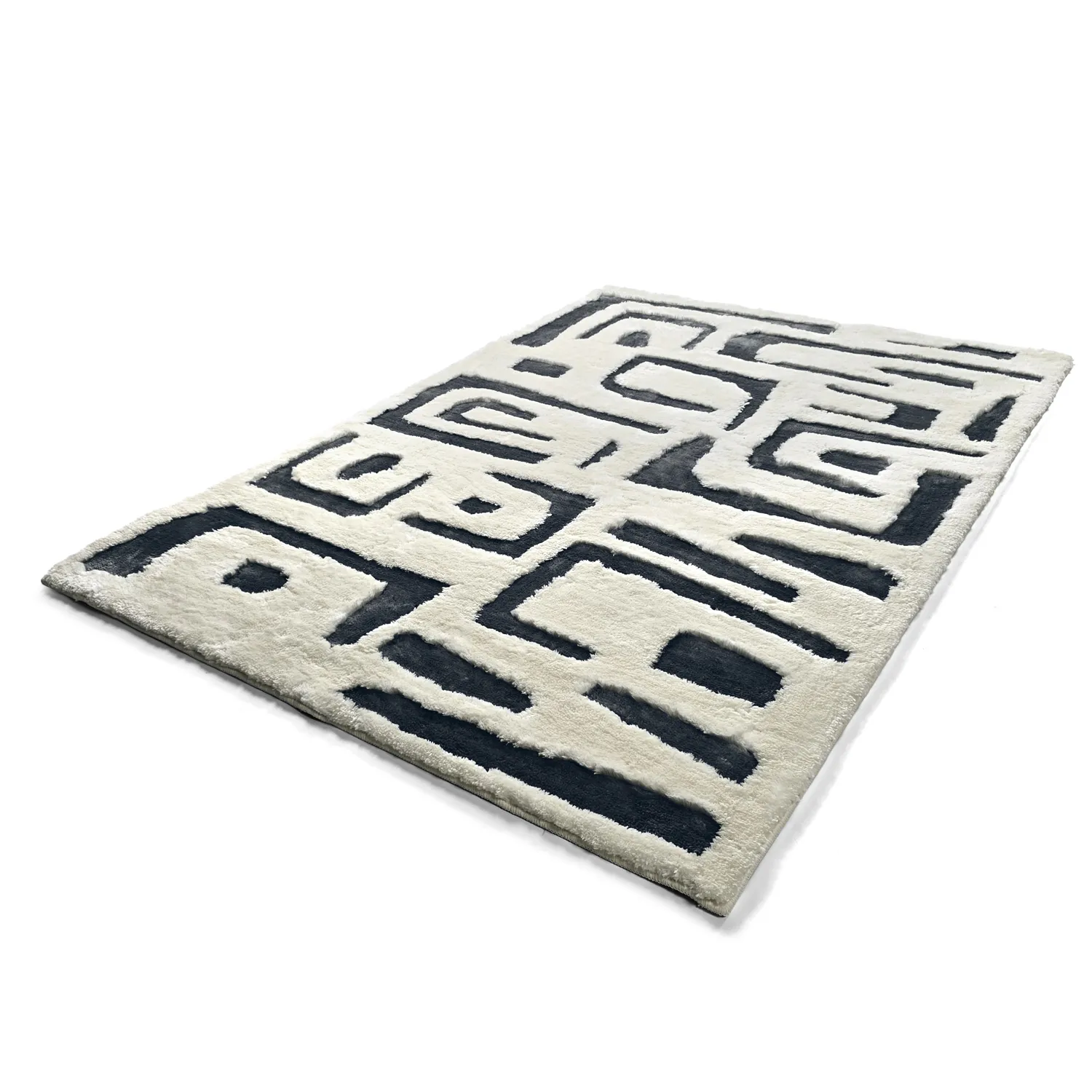 Shaggy rugs - Palmyra (white/navy blue)