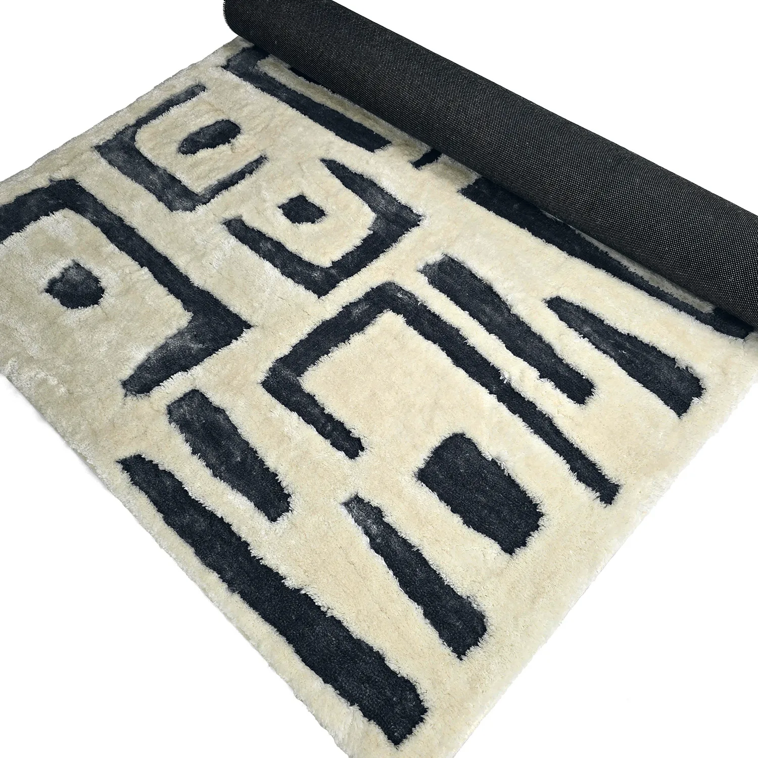 Shaggy rugs - Palmyra (white/navy blue)