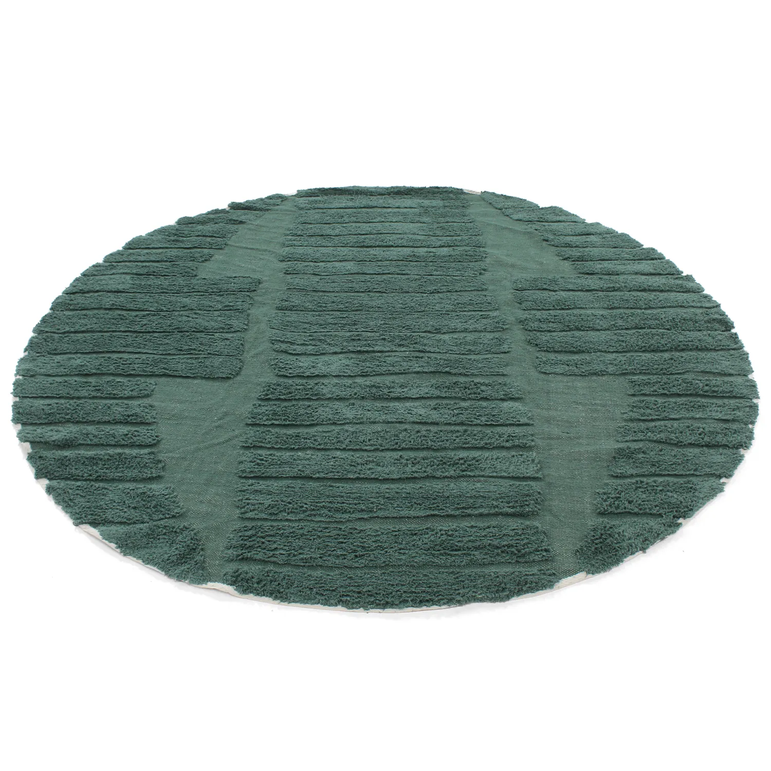 Round rug - Rani Natural Cotton Shaggy (green)