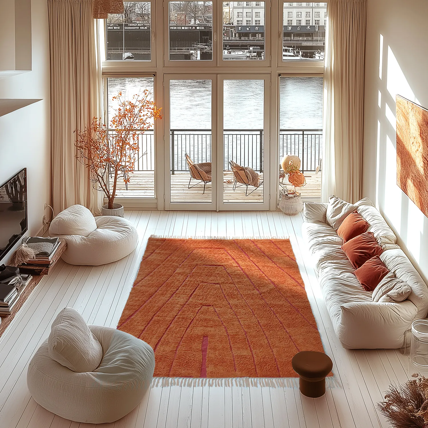 Shaggy rugs - Sivia Natural Cotton Shaggy (red/orange)