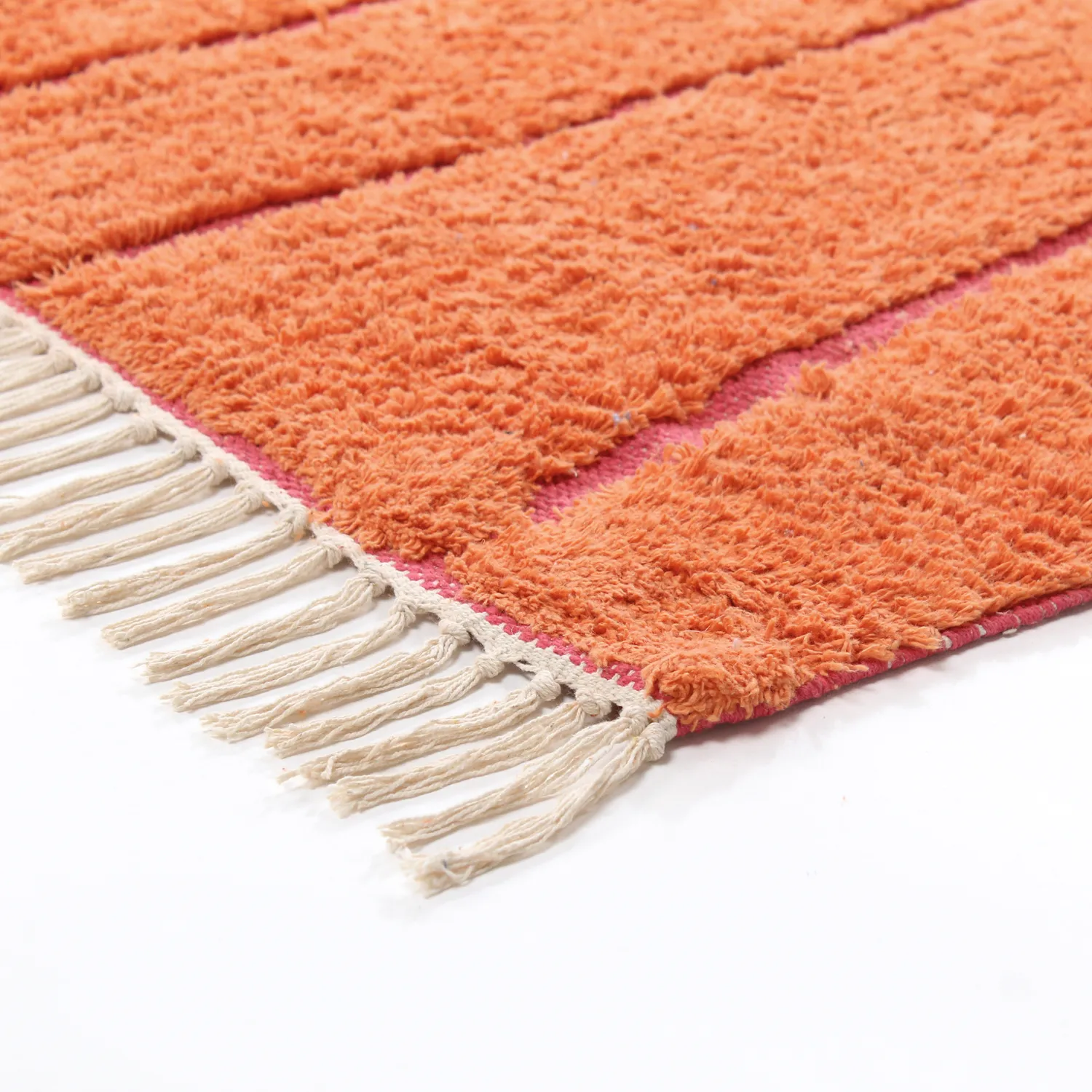 Shaggy rugs - Sivia Natural Cotton Shaggy (red/orange)