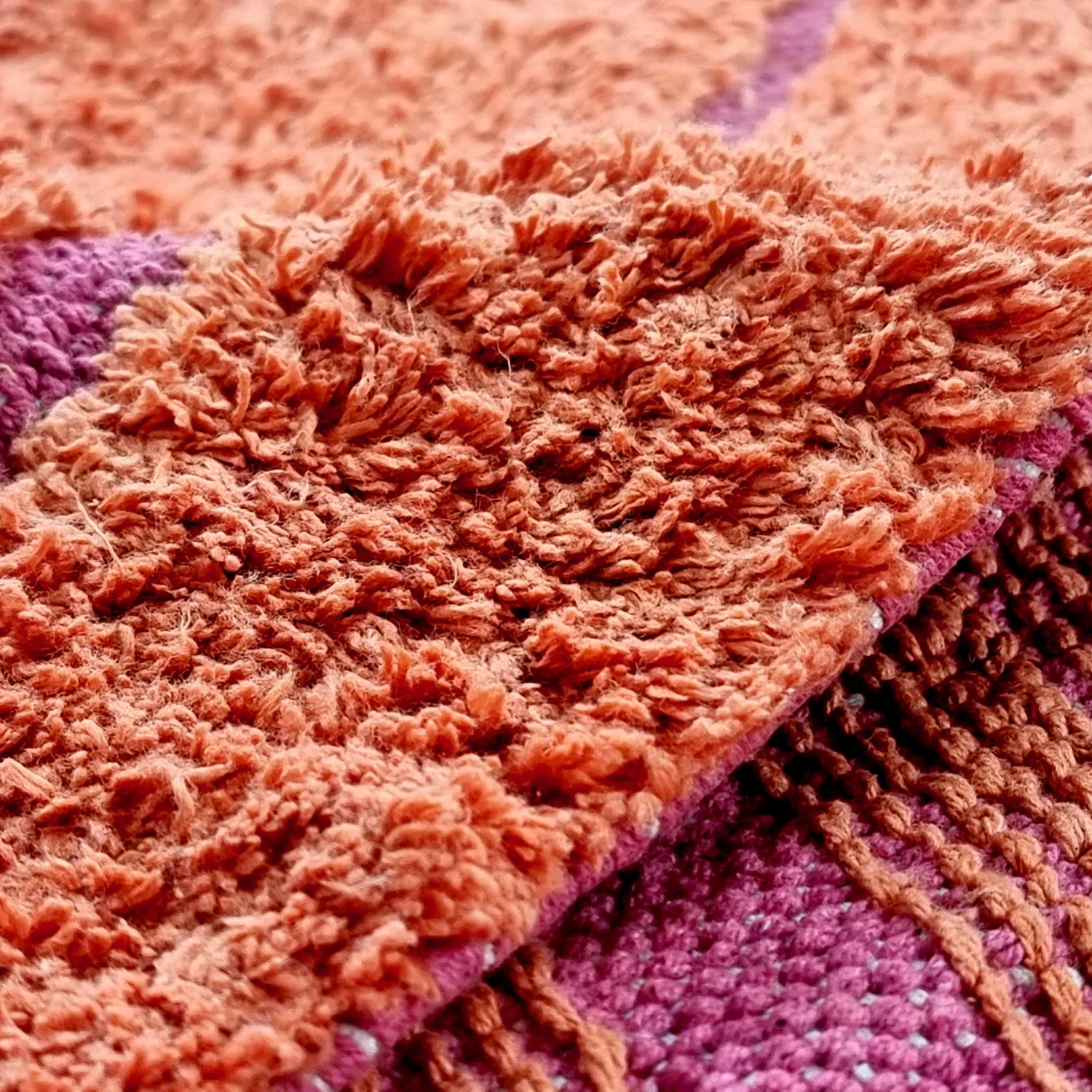 Round rug - Sivia Natural Cotton Shaggy (red/orange)