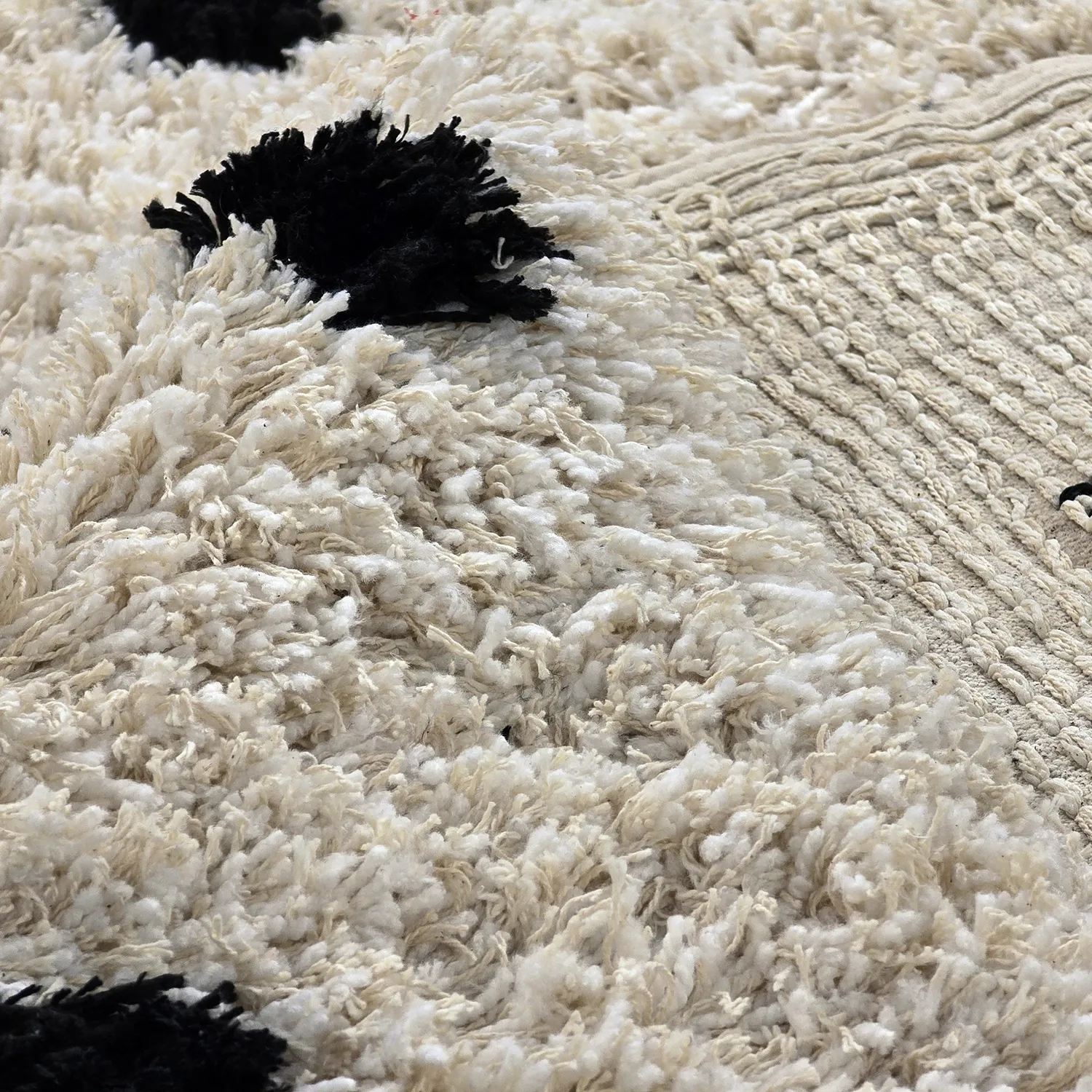Shaggy rugs - Soria Natural Cotton Shaggy (off-white/black)
