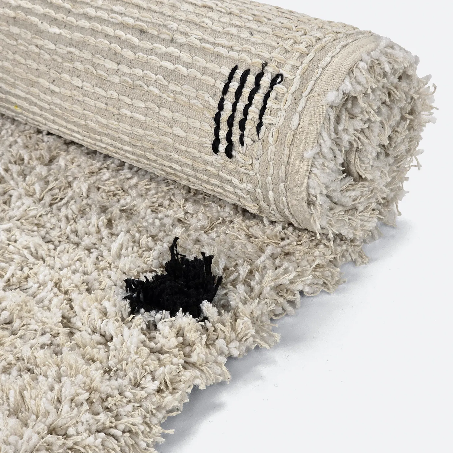 Shaggy rugs - Soria Natural Cotton Shaggy (off-white/black)