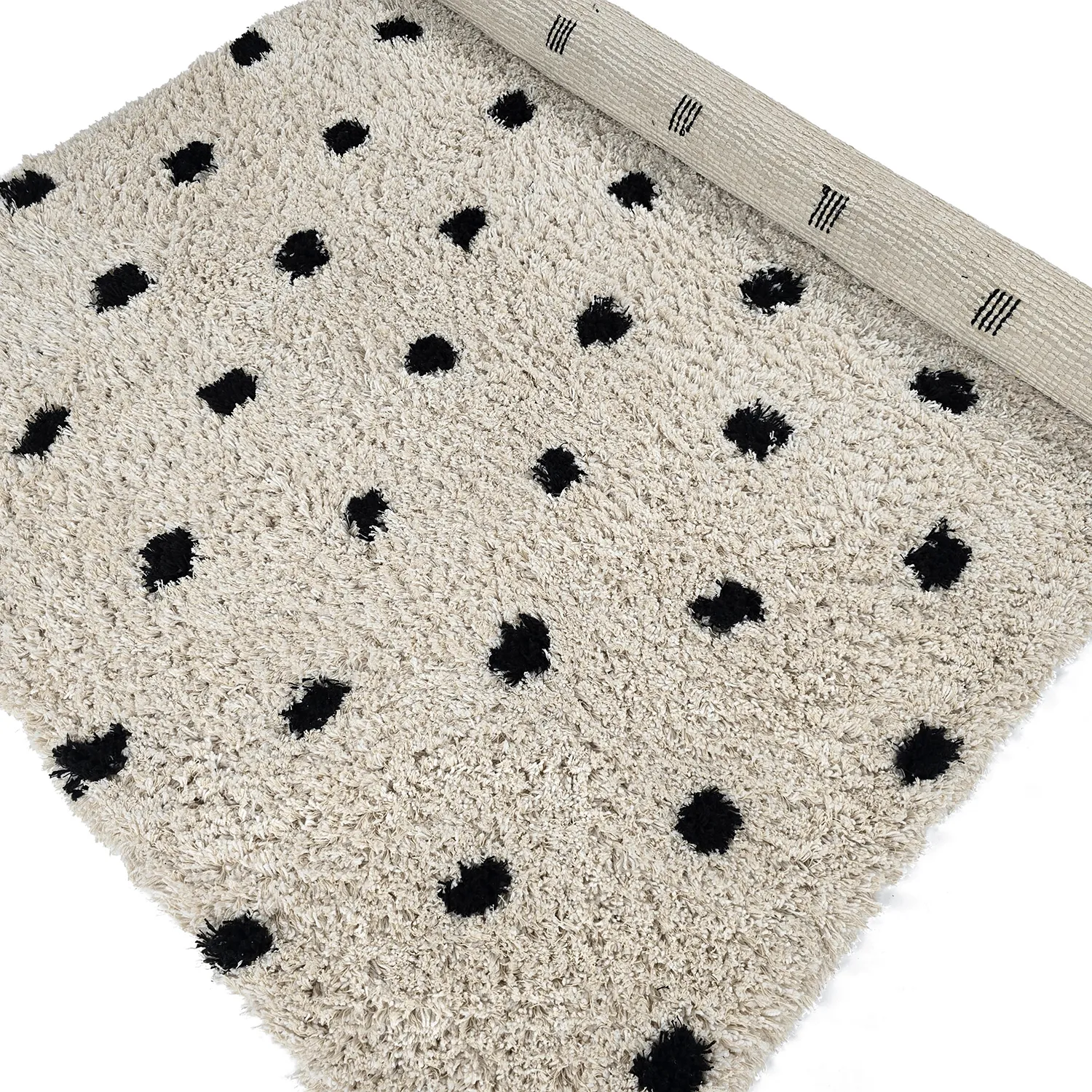 Shaggy rugs - Soria Natural Cotton Shaggy (off-white/black)