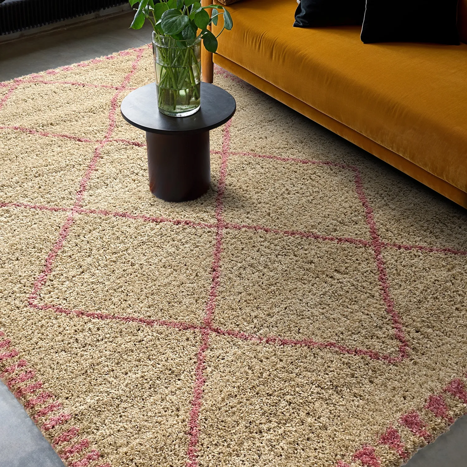 Shaggy rugs - Tiznit (beige/pink)