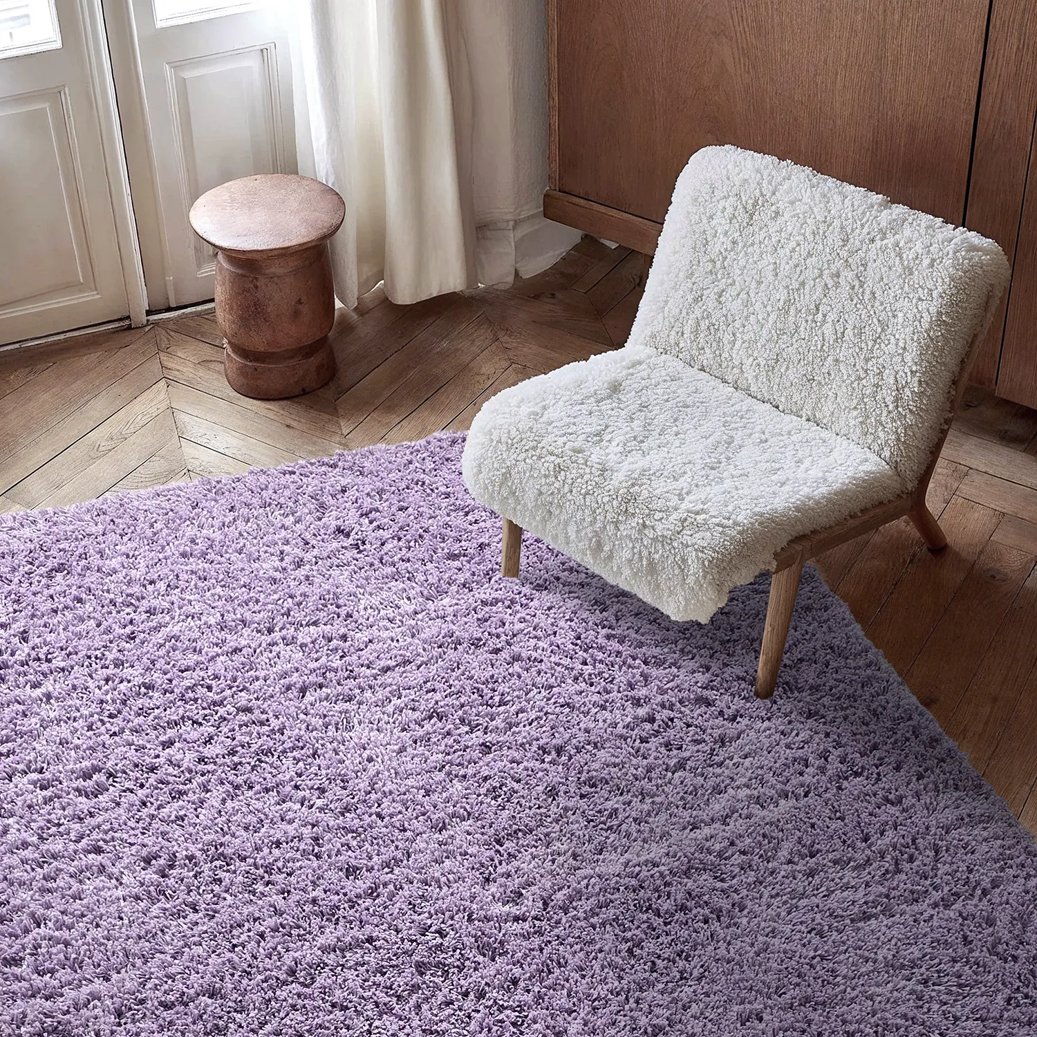 Shaggy rugs - Combarro Solid Cotton Shaggy (light purple)