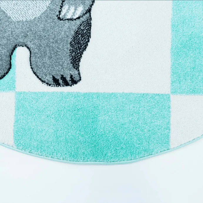 Childrens rugs - Bueno Indian Bear Round (turquoise)