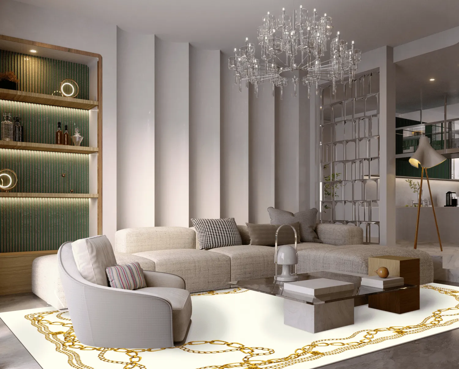Wilton rug - Silea (white/gold)