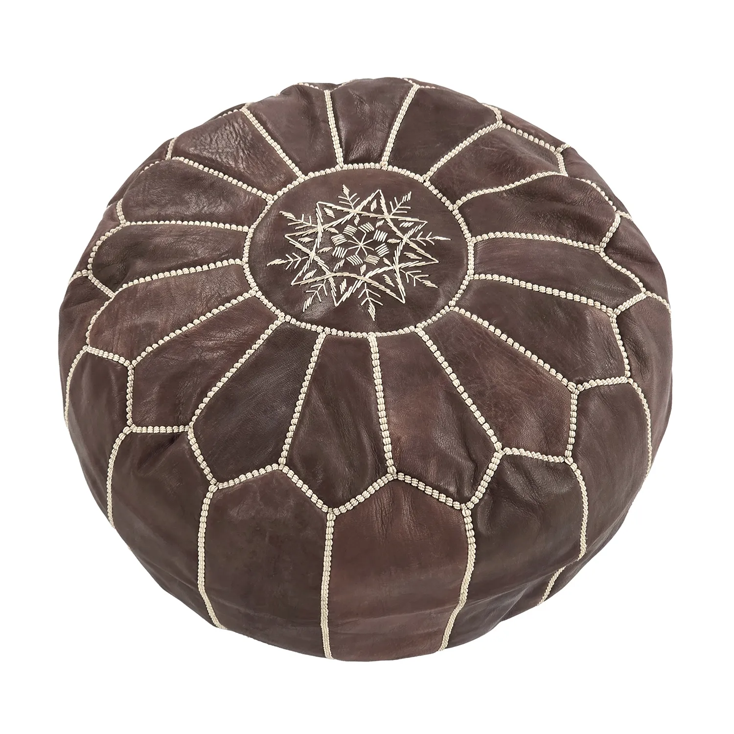 Pouf - Moroccan leather pouf (dark brown)