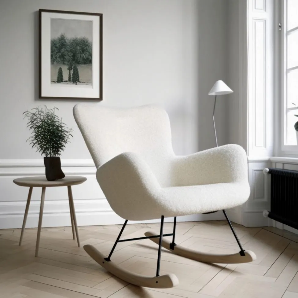 Rocking chair - Como (white/teddy)