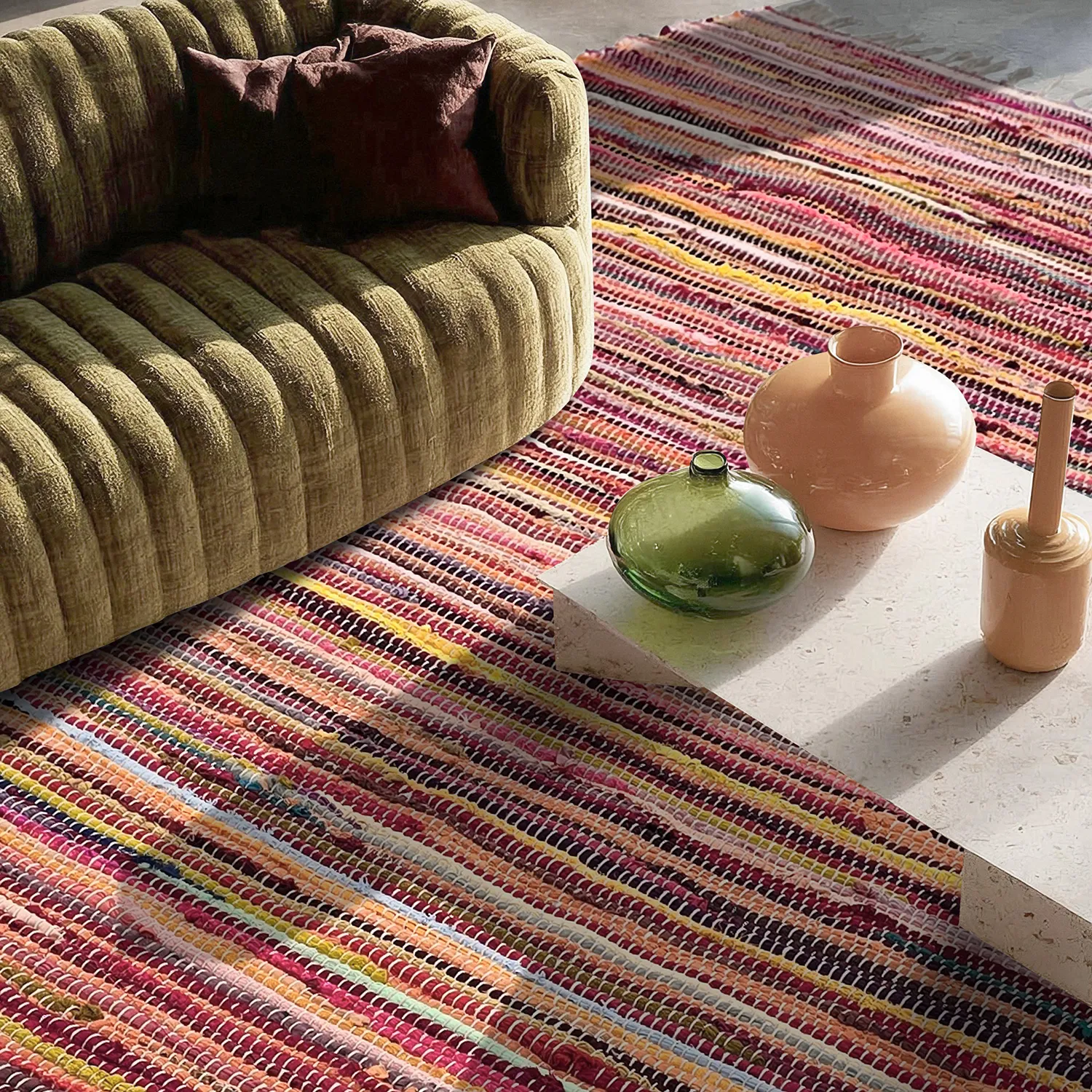 Rag rug - Happy (pink/multi)