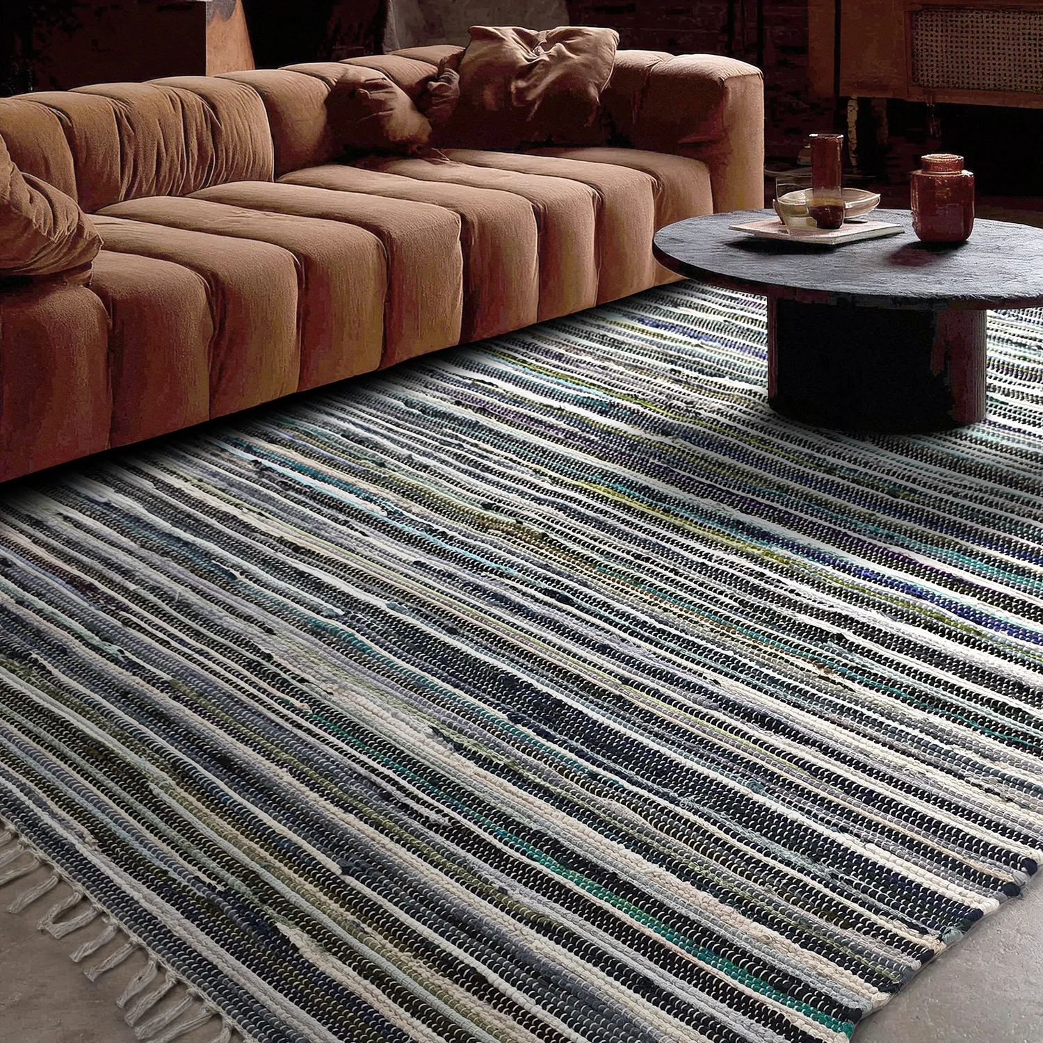 Rag rug - Home (blue/multi)
