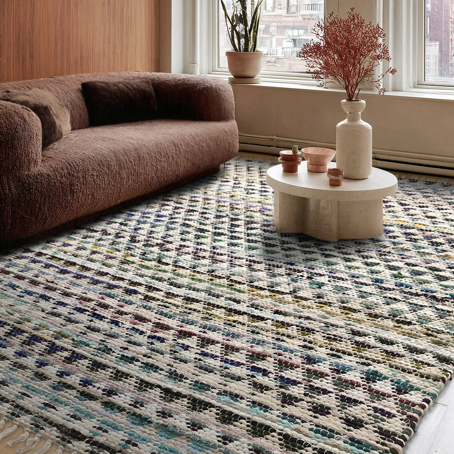 Rag rug - Lindby (blue/multi)