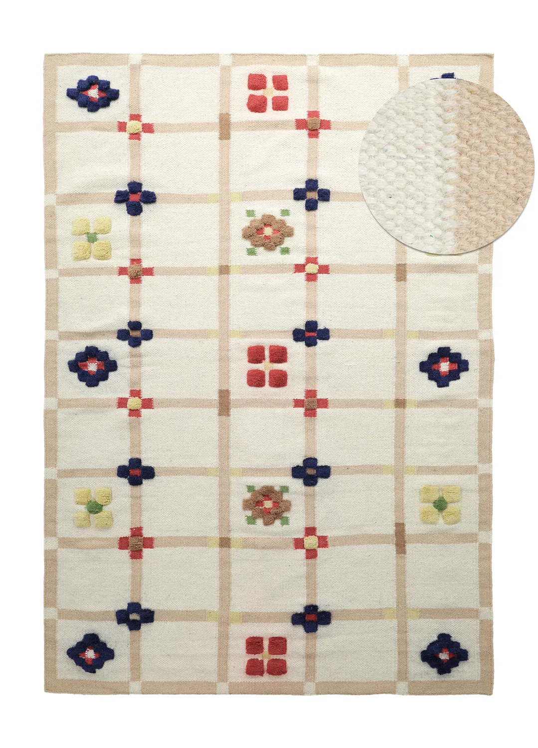 Wool rug - Lausanne Flatweave Tufted Premium (white/beige)