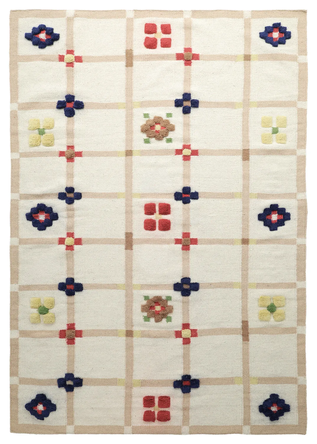Wool rug - Lausanne Flatweave Tufted Premium (white/beige)