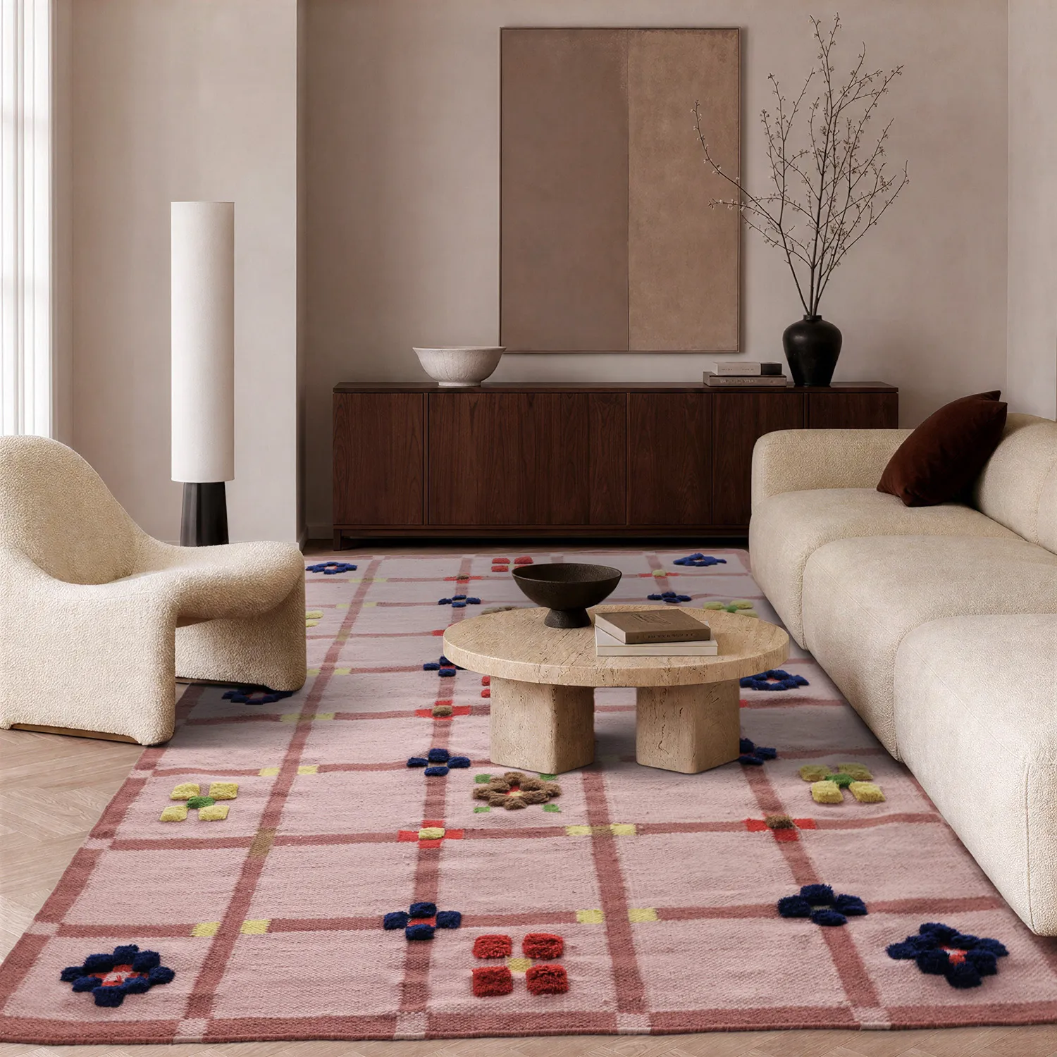 Wool rug - Lausanne Flatweave Tufted Premium (pink)