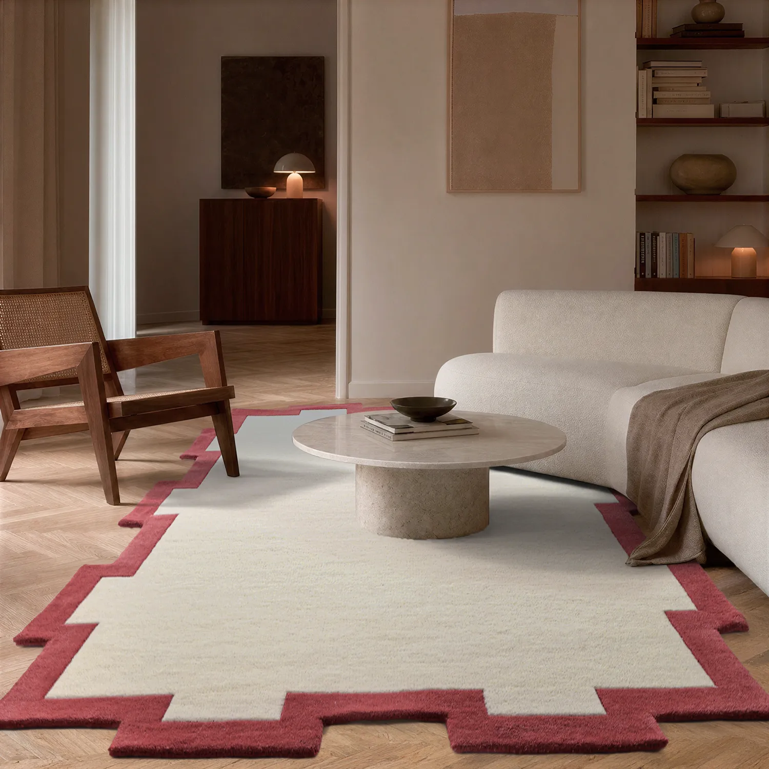 Wool rug - Agra Hand Tufted Wool Premium (cream/red)