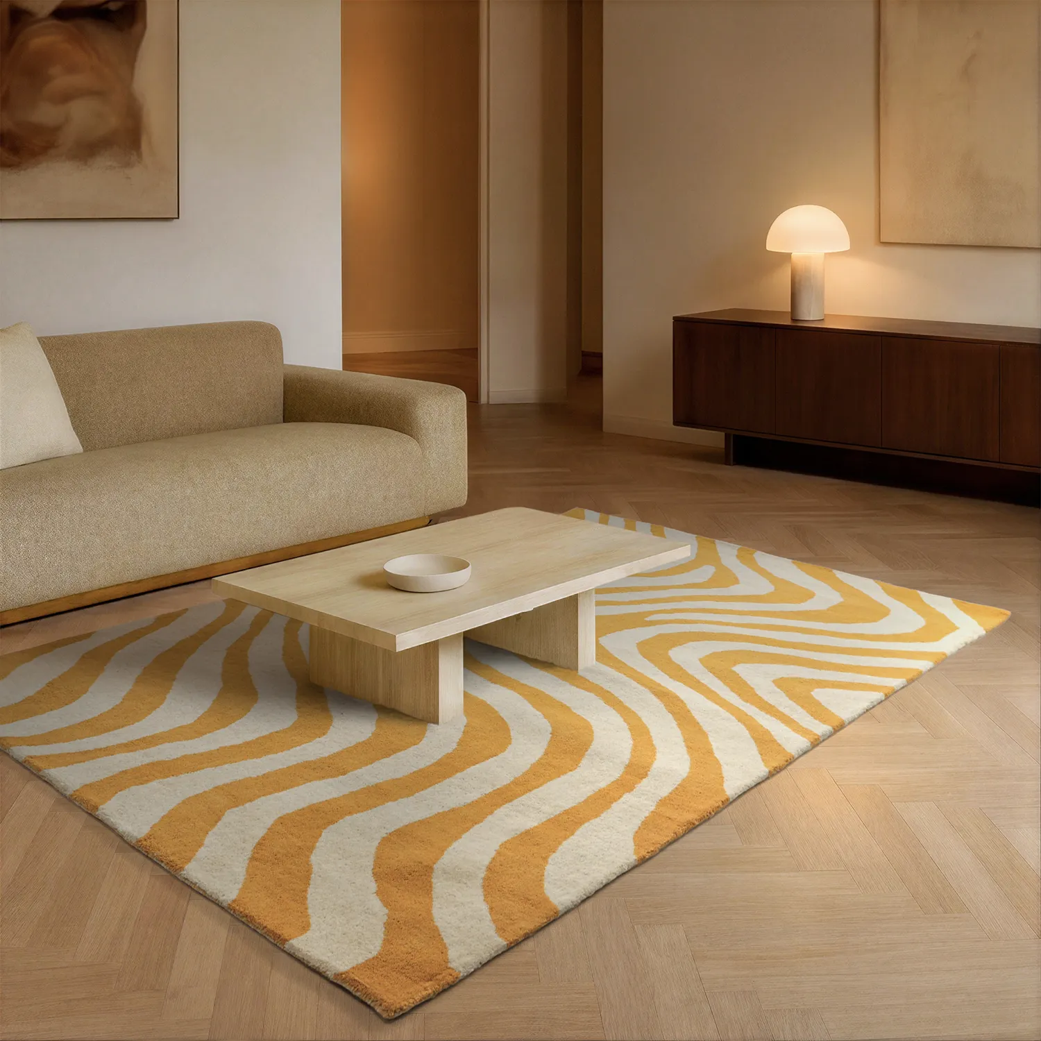 Wool rug - Aiz Hand Tufted Wool Premium (yellow)