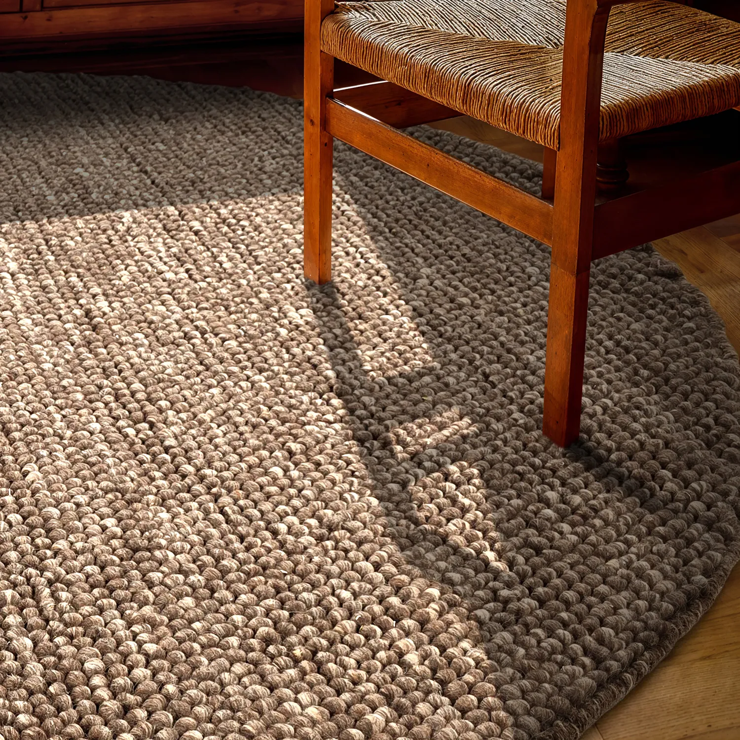 Round rug - Avafors Wool Bubble (brown/beige)